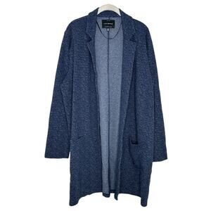 Lucky Brand Women's Blue Open Front Stretch Long Blazer Cardigan Size XL